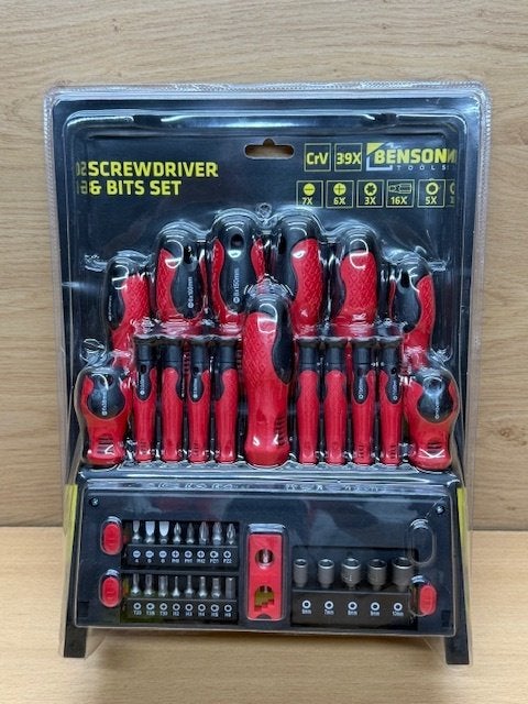 Schroevendraaier- bitsset in metalen rek 39 dlg., Eddiys, Espel, Nieuw, Info@eddiys.eu