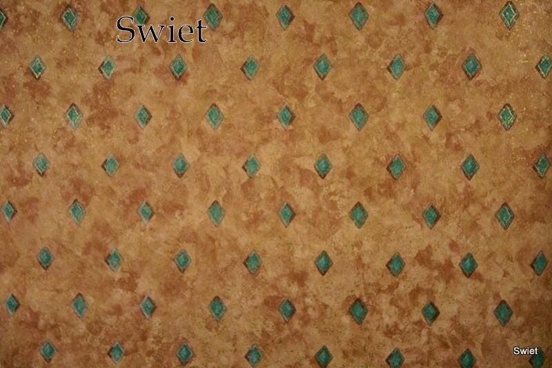 7754 bruin turquoise ruit vintage behang klassiek swiet, Ophalen of Verzenden, Bruin