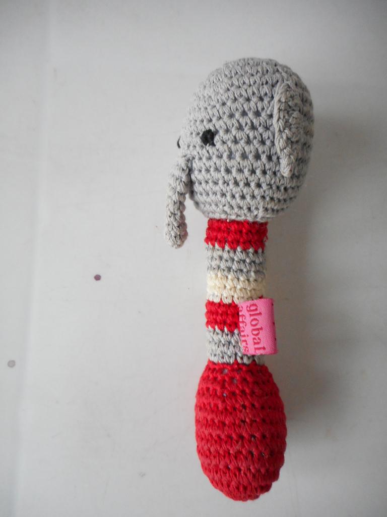 Gehaakte knuffel Global Affairs. 15 cm. Olifant rammelaar., Kinderen en Baby's, Speelgoed | Knuffels en Pluche, Ophalen, Overige merken
