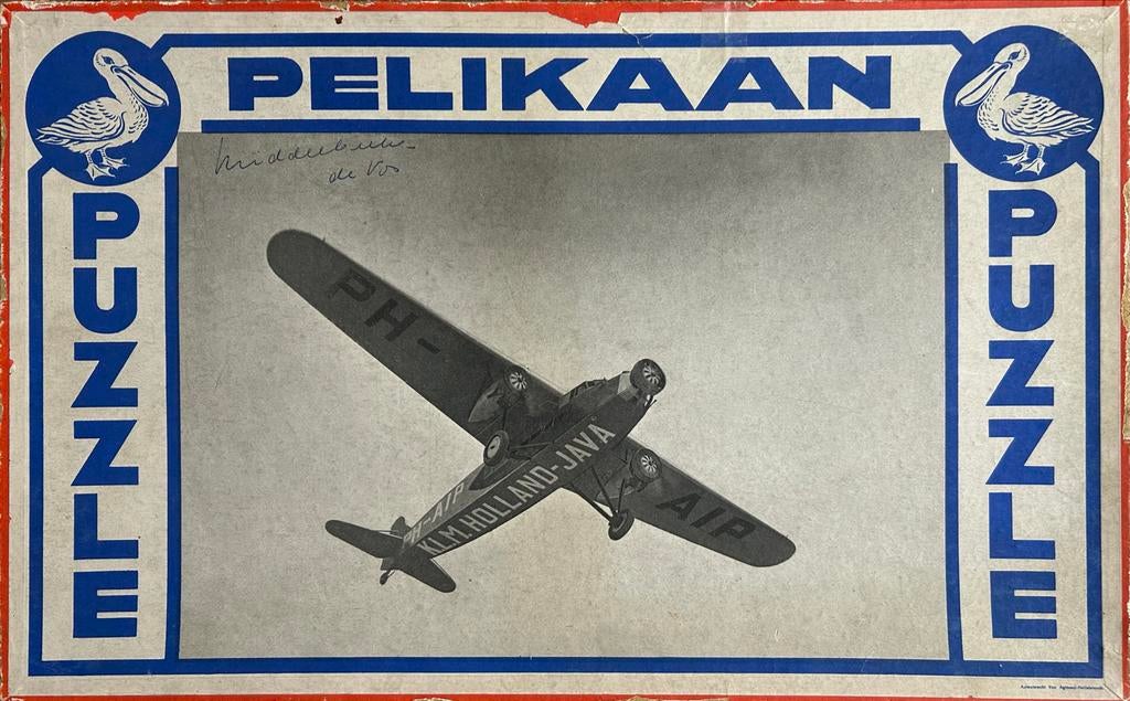 Vintage Pelikaan KLM Holland-Java Puzzel Vliegtuig, Ophalen of Verzenden, Zo goed als nieuw