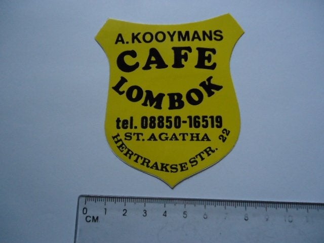 sticker oud St Agatha cafe Lombok A Kooymans horeca bar, Verzenden, Zo goed als nieuw, Bedrijf of Vereniging