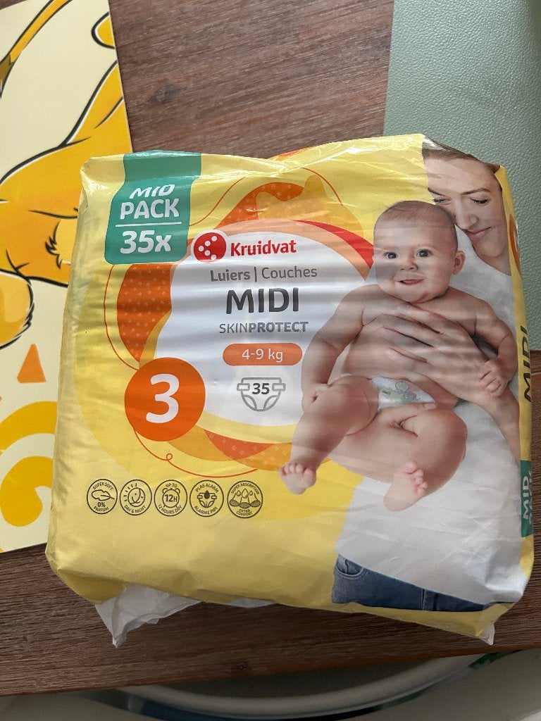 Kruidvat Luiers MIDI Skinprotect Maat 3 (4-9 kg) - 35 stuks, Ophalen of Verzenden, Nieuw