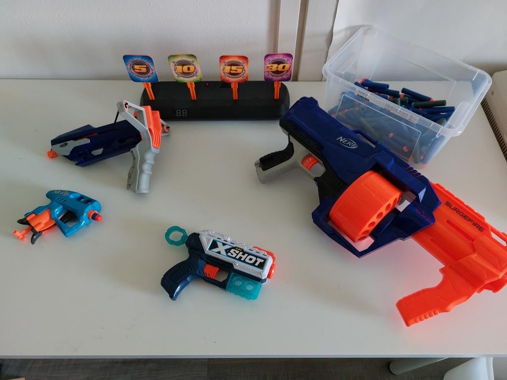 Nerf Blasters & Schietschijf Set - Compleet Pakket, Ophalen of Verzenden