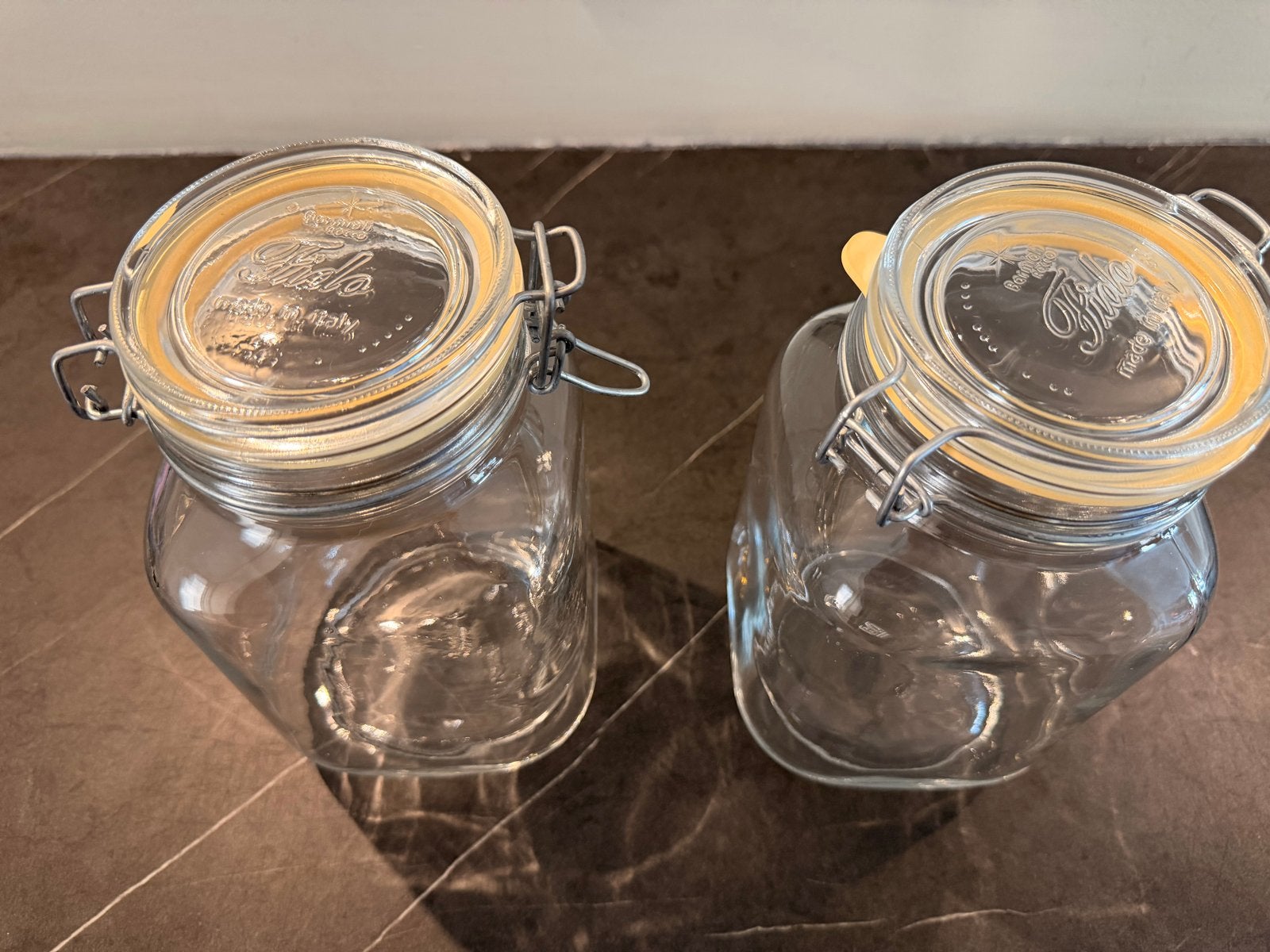 Set van 2 Bormioli Rocco Fido voorraadpotten, Glas, Ophalen of Verzenden, Zo goed als nieuw, Voorraadpot
