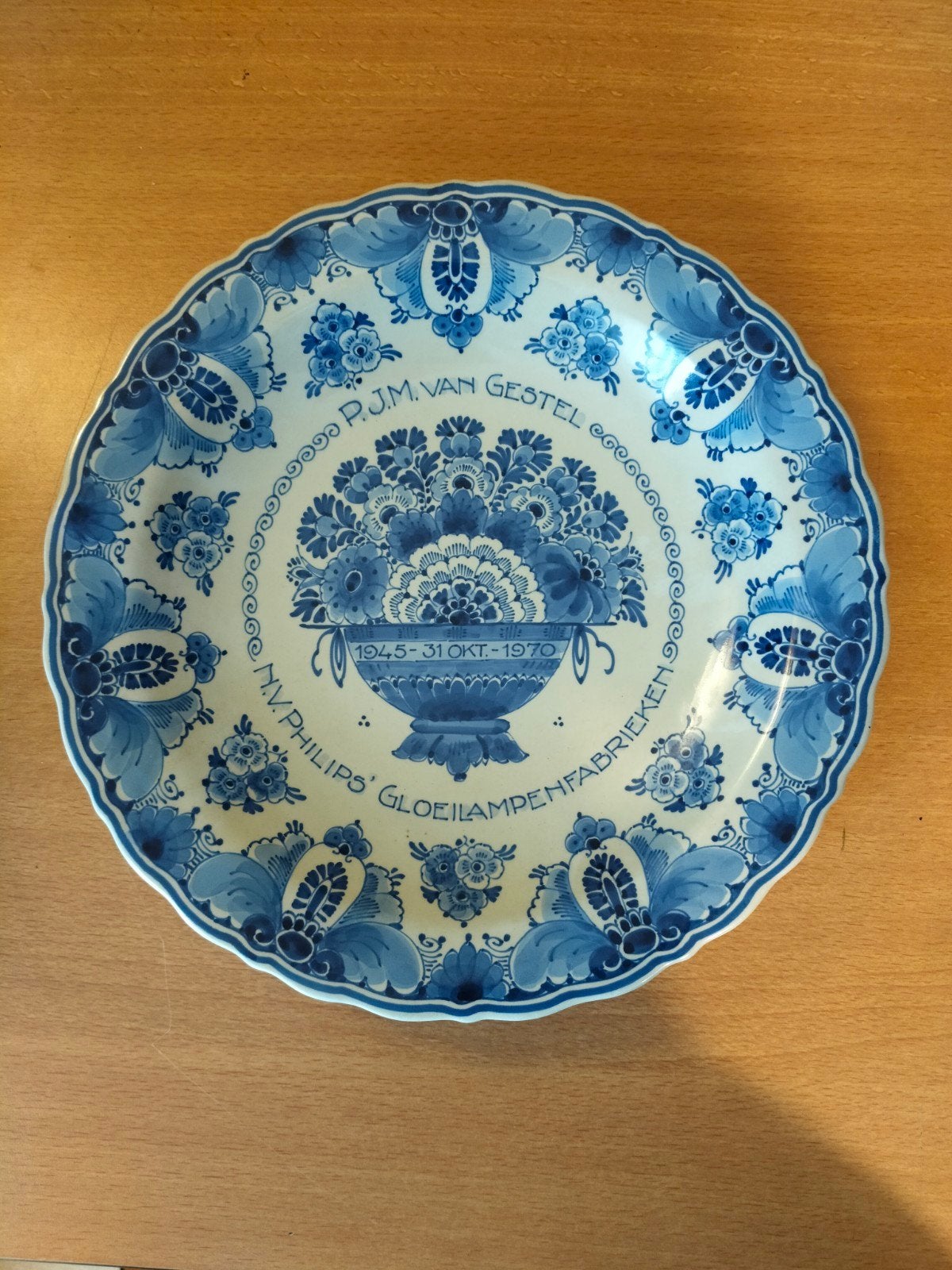 Delfts Blauw Philips jubileumbord gesigneerd Frits Philips, Ophalen