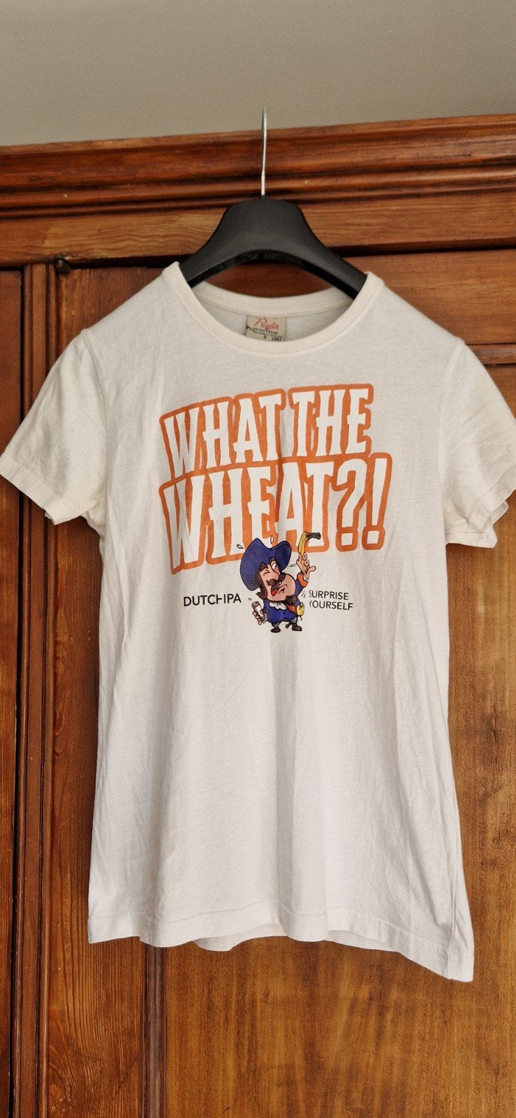 T-shirt "What the Wheat?!" van Printer Active Wear, Wit, Ophalen of Verzenden, Zo goed als nieuw, Korte mouw