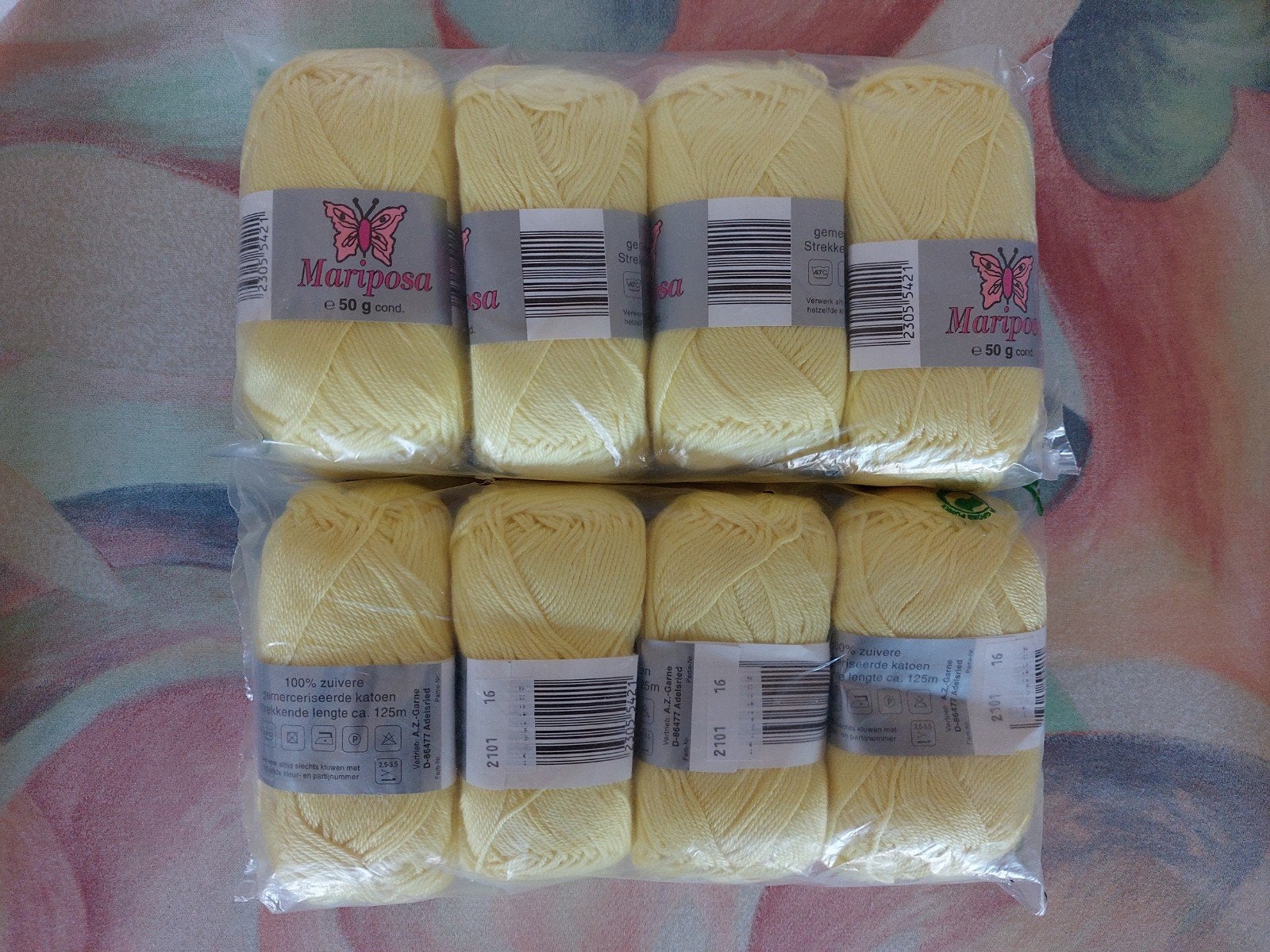 Gele wol, 100% gemerceriseerde katoen, nieuw, 8 bollen, Hobby en Vrije tijd, Breien en Haken, Ophalen of Verzenden, Nieuw, Breien of Haken