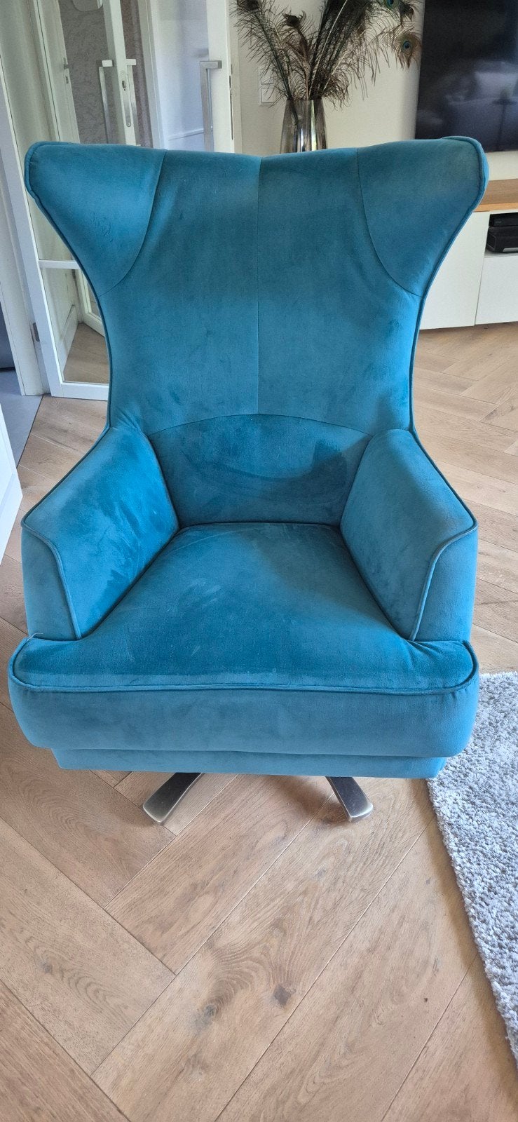 Draaibare fauteuil in de kleur Petrol, Huis en Inrichting, Ophalen, Minder dan 75 cm, Stof, 50 tot 75 cm