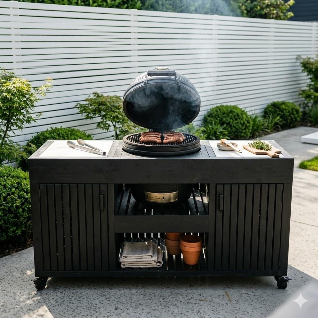 Luxe buitenkeuken met tegelblad en opbergruimte, Houtskool, Onbekend, Nieuw, Ophalen of Verzenden