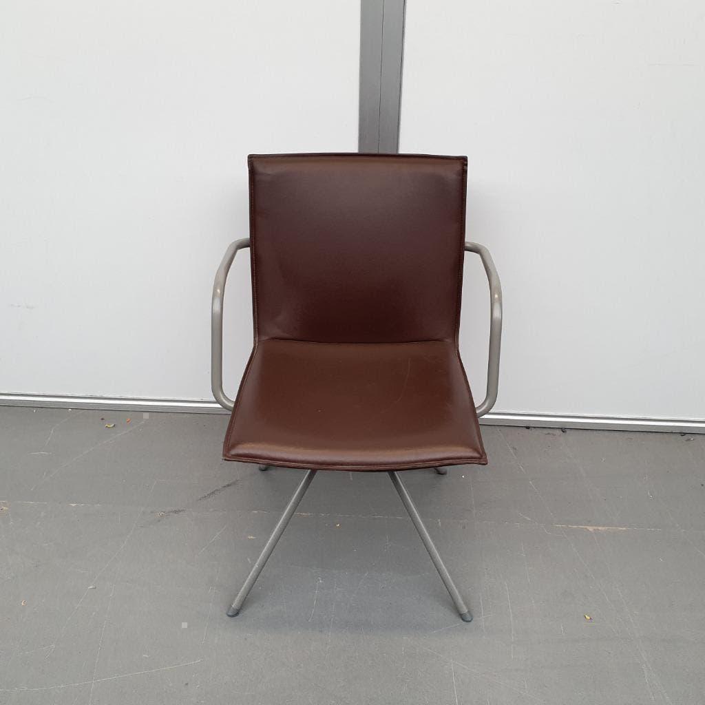 Arco design eetkamerstoel retro - bruin kunstleder, Ophalen, Gebruikt, Vijf, Zes of meer stoelen