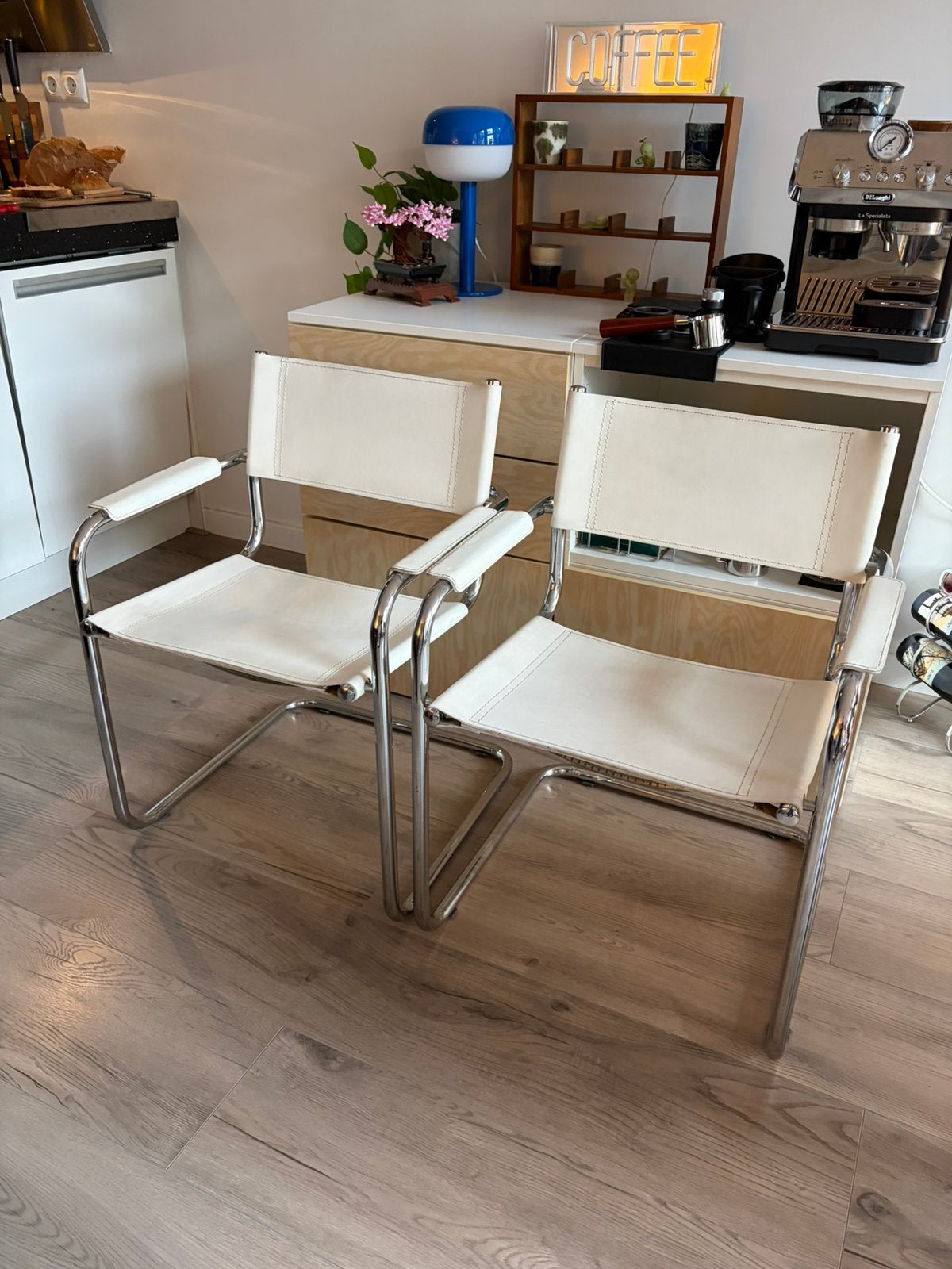 4 buisframe stoelen, Ophalen, Gebruikt, Wit, Bauhaus, mid century, vintage