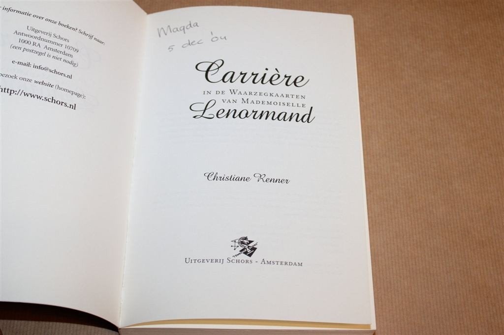 Carrière in de Waarzegkaarten van Mademoiselle Lenormand, Ophalen of Verzenden, Gelezen, Overige onderwerpen, Achtergrond en Informatie