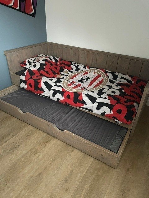 Kajuitbed steigerhoud met bedlade, Huis en Inrichting, Slaapkamer | Bedden, 100 cm, Eenpersoons, 210 cm, Steigerhout