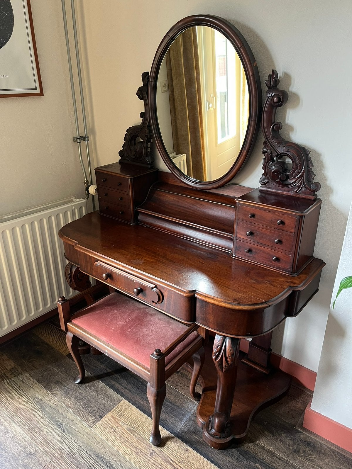 Houten dressoir/kaptafel, Ophalen of Verzenden, Gebruikt, 100 tot 150 cm, 150 tot 200 cm