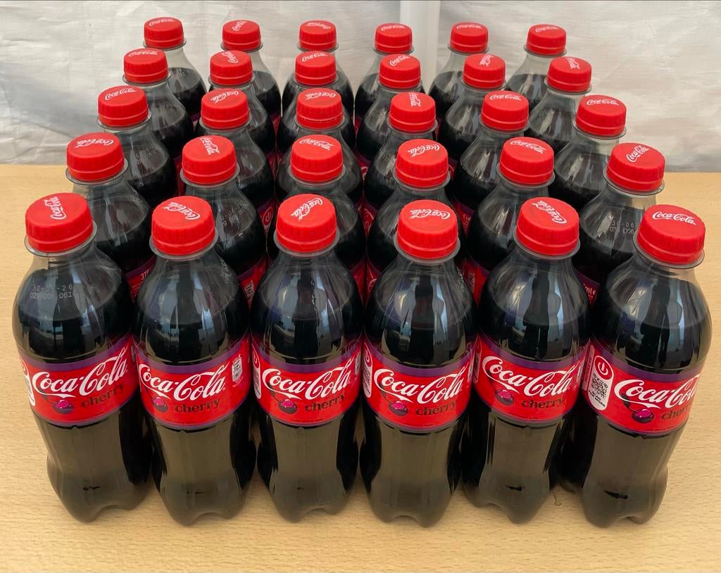 30 nieuwe coca cola cherry 375ml flesjes met statiegeld, Diversen, Levensmiddelen, Ophalen of Verzenden