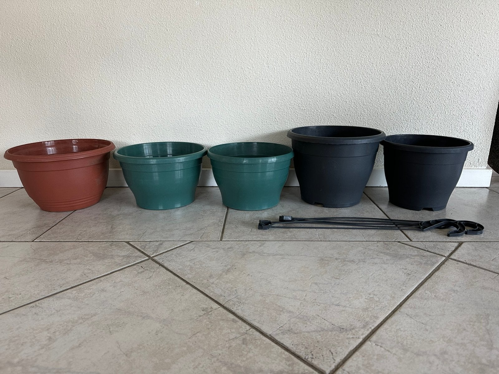 plantenpotten bloempotten diam 25-27 x H16-20 kunststof 5st, 25 tot 40 cm, Kunststof, Rond, Ophalen of Verzenden