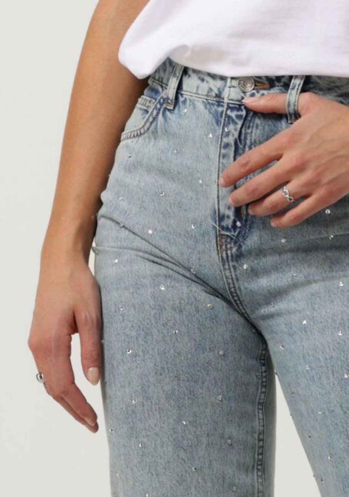 Seven Sisters Jeans met strass steentjes - Maat W26, Ophalen of Verzenden, Zo goed als nieuw, Blauw, W27 (confectie 34) of kleiner