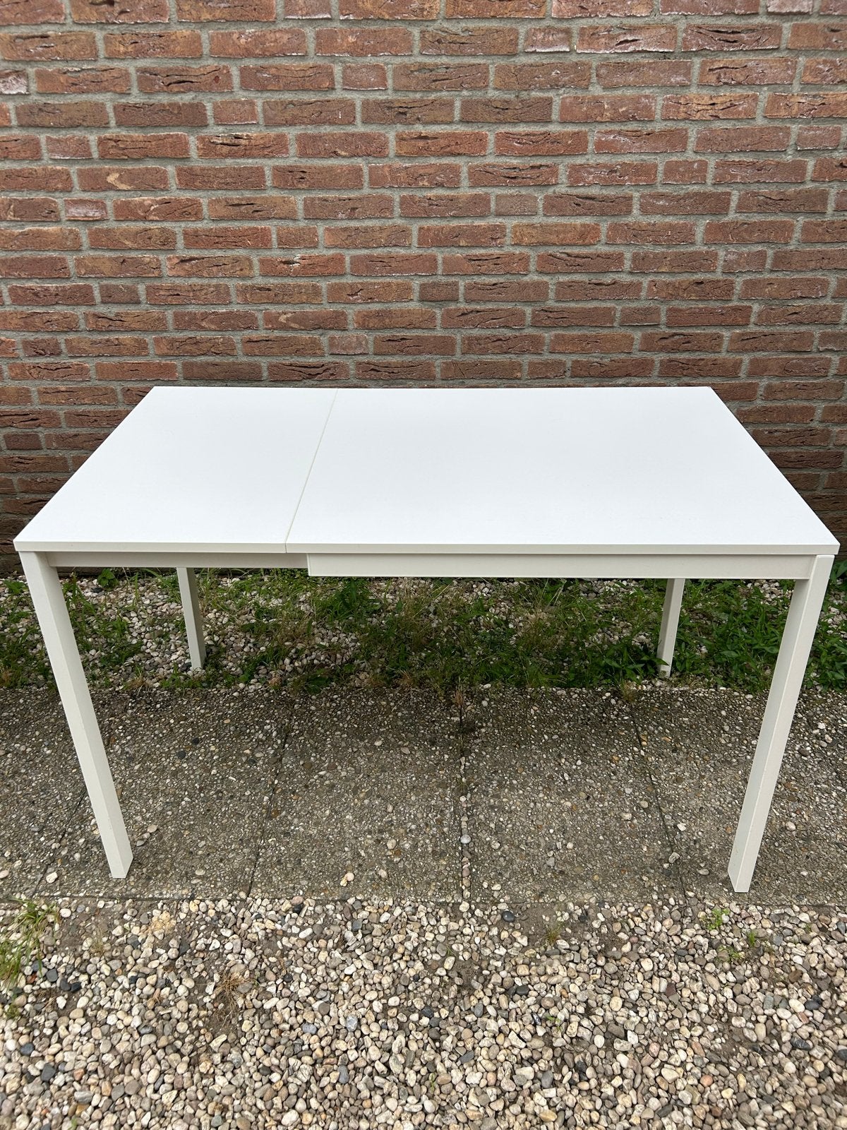 IKEA Vangsta uitschuifbare eettafel wit (120-180 cm), Huis en Inrichting, Tafels | Eettafels, Ophalen, Gebruikt, 50 tot 100 cm