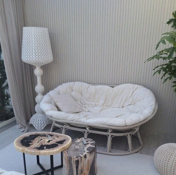 Beige kleurige mamasan banken 2x japandi stijl, Ophalen, Zo goed als nieuw, X, Stoel