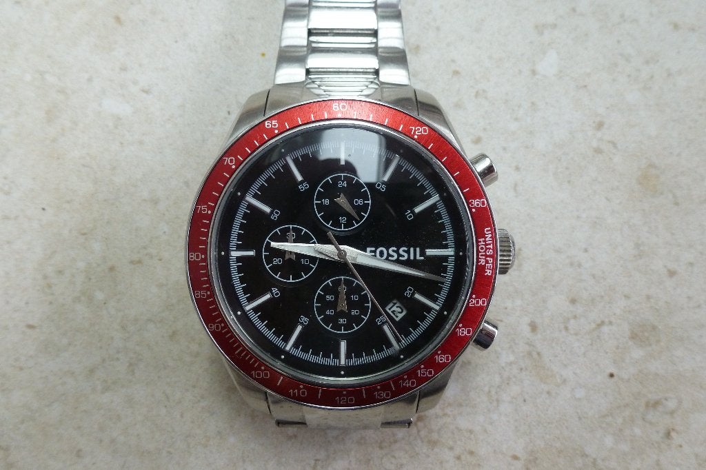 Fossil horloge heren 43 mm, Ophalen of Verzenden, Zo goed als nieuw, Staal, Overige merken