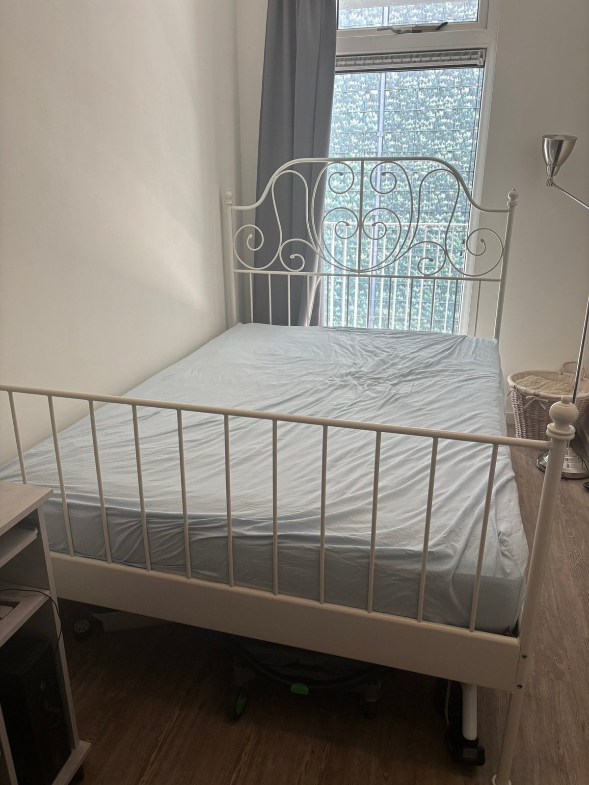 Bed incl. lattenbodem - IKEA Leirvik - 140cm, Huis en Inrichting, Ophalen, Wit, Tweepersoons, 140 cm
