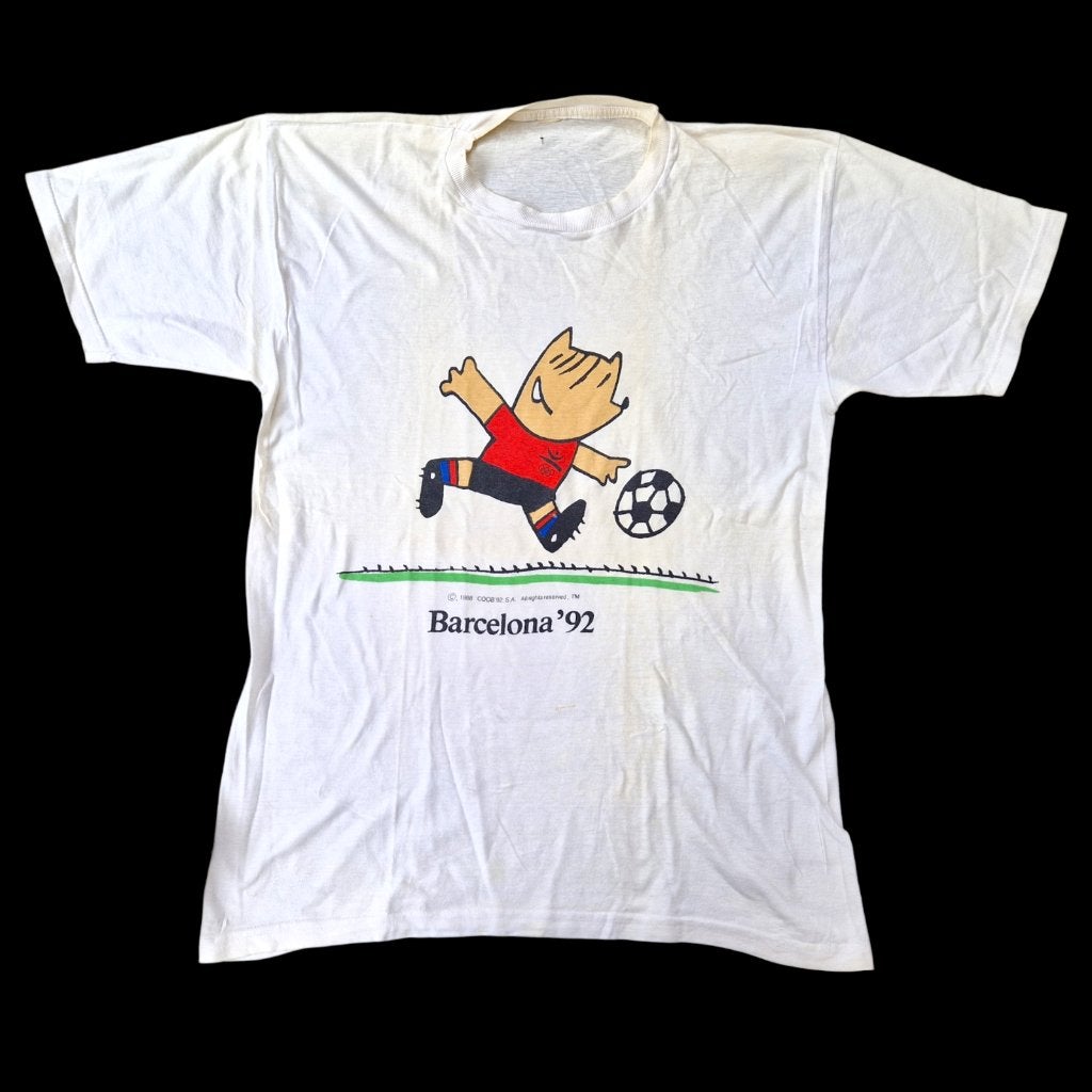 Vintage t-shirt Olympisch Cobi voetbal Barcelona 1992, Buitenlandse clubs, Gebruikt, Shirt, Ophalen of Verzenden
