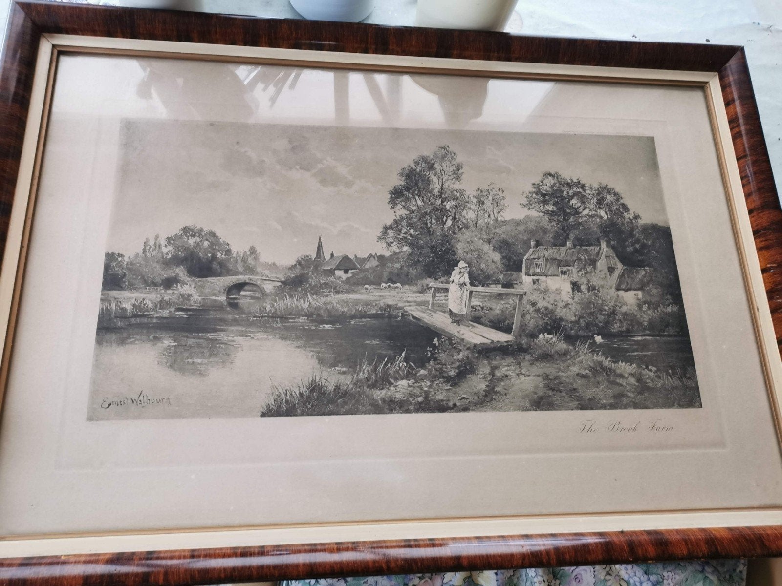 Prachtige Engelse ets - The Brook Farm  Ernest Walbourn, 1800 - 1899, Ets, Landschap, Ingelijst