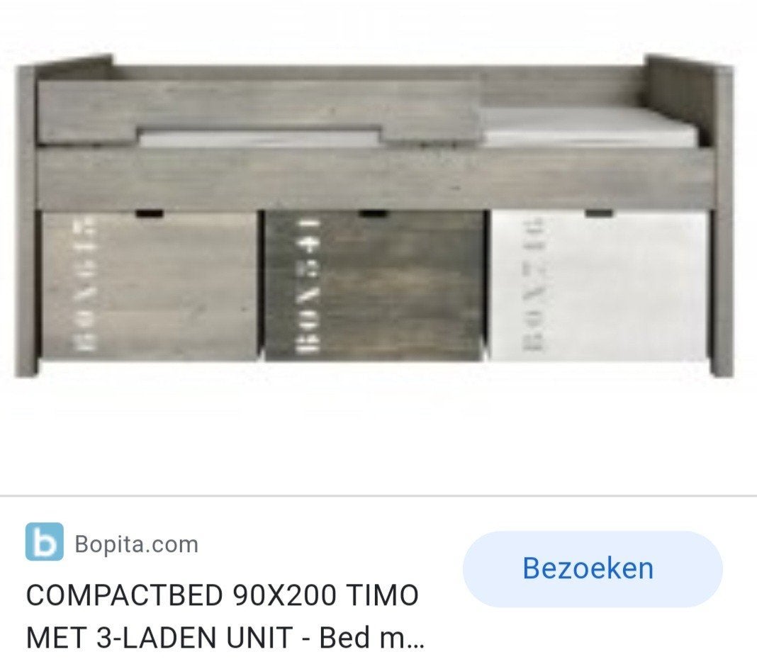 Eenpersoonsbed Bopita Timo met 3-laden unit, Ophalen, Modern, Compact, Gebruikt, 90 cm