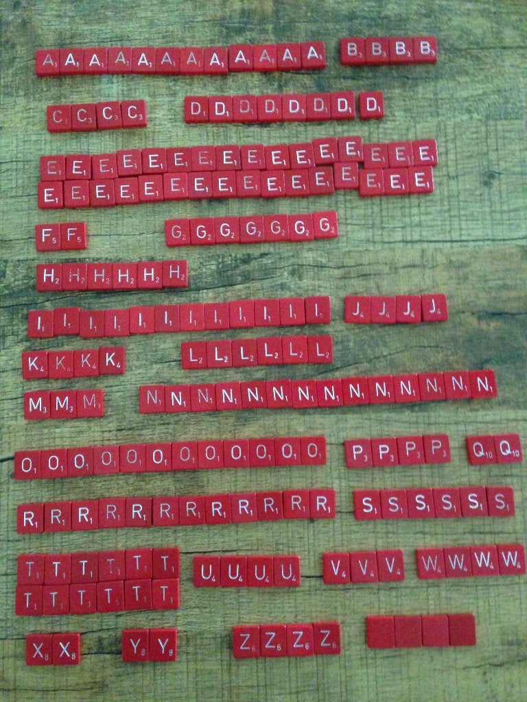 ❤️Vintage Rode Houten SCRABBLE Letterblokjes 200 stuks., Ophalen of Verzenden, Gebruikt