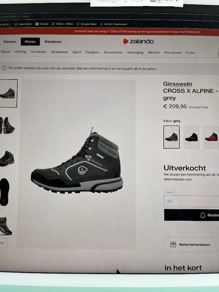 Wandelschoenen maat 44 Giesswein Wool Cross X Alpine, Ophalen of Verzenden, Zo goed als nieuw, Schoenen