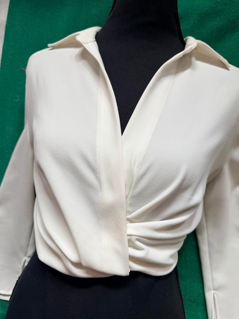 Gloednieuwe witte crop top/blouse. Zara. Lange mouwen., Ophalen of Verzenden, Nieuw, Maat 36 (S), Wit