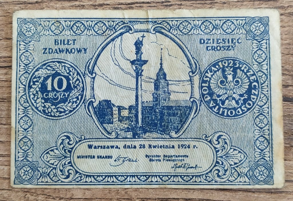 10 Groszys (10 Groszy) (0.10) Bilet Zdawkowy 1924 - Polen, Ophalen of Verzenden, Polen, Los biljet