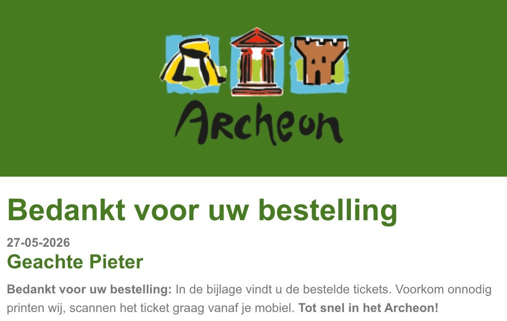 Archeon entreetickets (1 x Volwassenen/1 x Kind + parkeren), Twee personen, Ticket of Toegangskaart