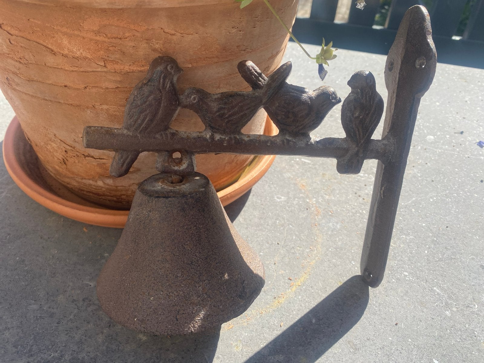 Decoratieve gietijzeren deurbel met vogels, Ophalen of Verzenden, Gebruikt