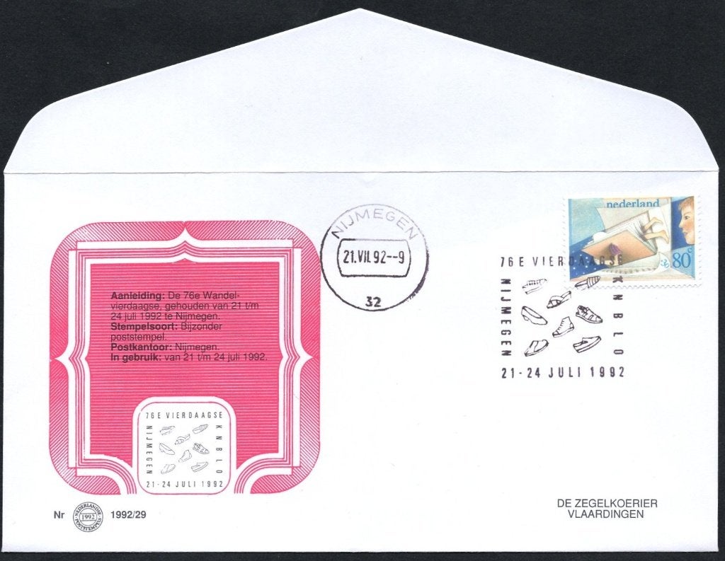76e Vierdaagse Nijmegen 1992 - extra stempel 21 juli, Verzenden, Envelop