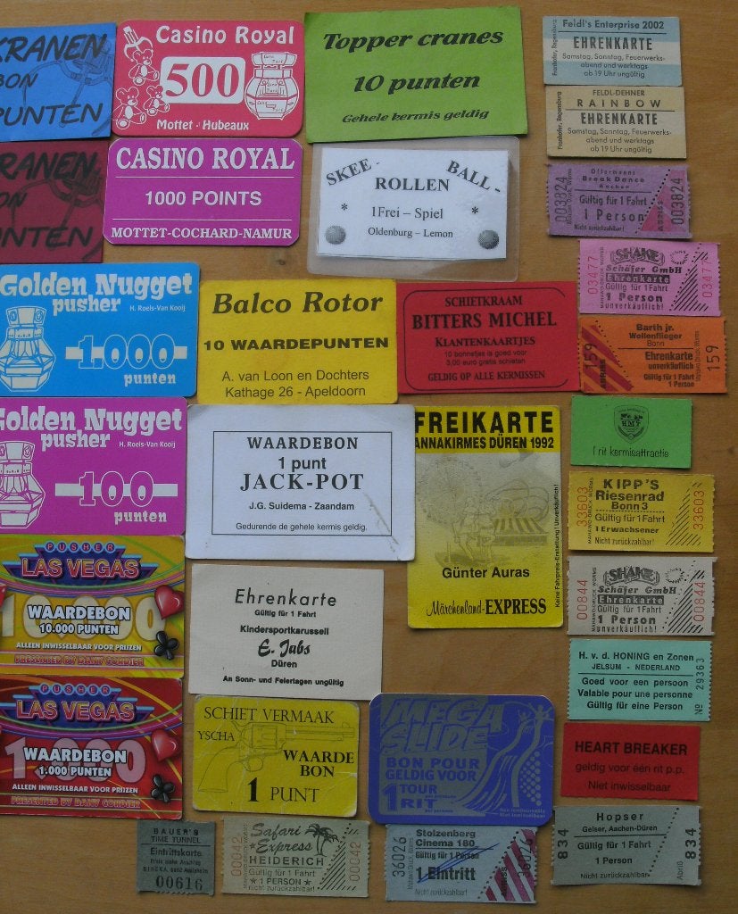 (50) . VERZAMELING bonnen PUSHER ENZ . van de KERMIS ., Ophalen