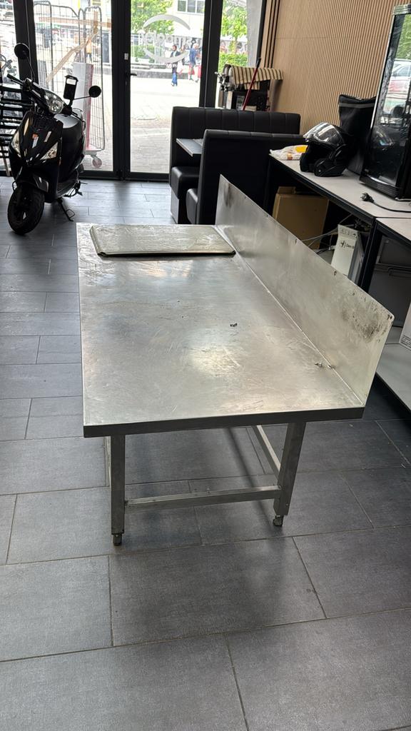 RVS Werktafel Horeca - 170x60cm met opstaande rand, Ophalen, Gebruikt