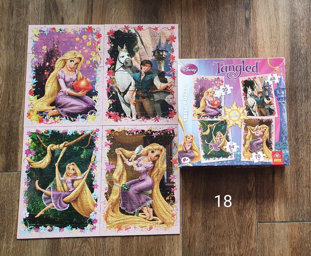 4x Rapunzel puzzel (35, 48, 54, 70 stukjes), Ophalen of Verzenden, Meer dan 50 stukjes, Zo goed als nieuw, 4 tot 6 jaar