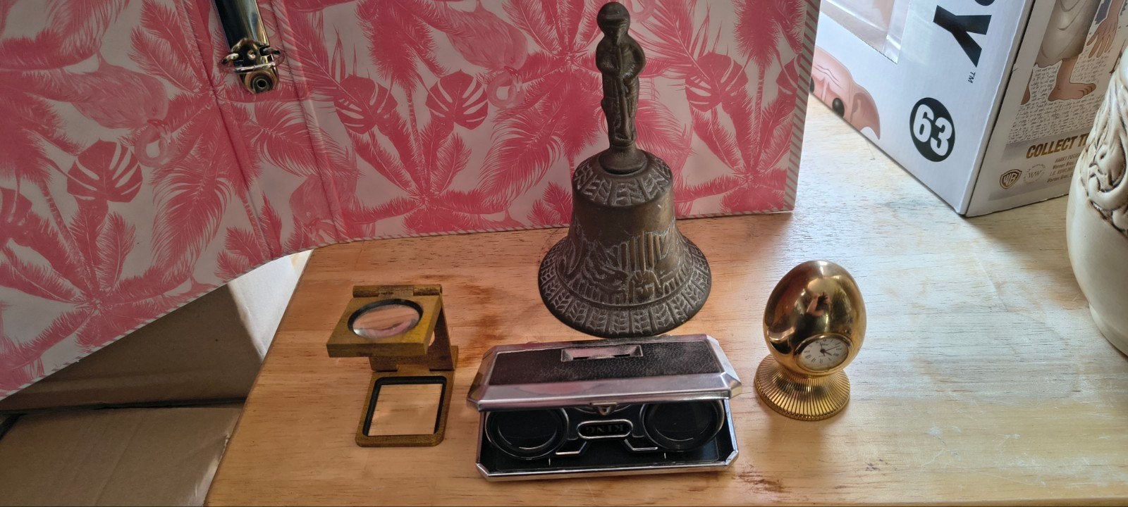 Vintage Collectie: Bel, Loep, Verrekijker & Eierklokje, Antiek en Kunst, Ophalen of Verzenden