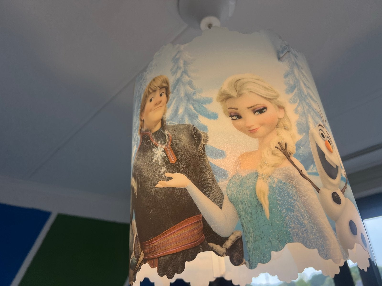 Frozen kinderlamp - Elsa, Anna en Olaf, Overige merken, Gebruikt, Meerkleurig, Textiel