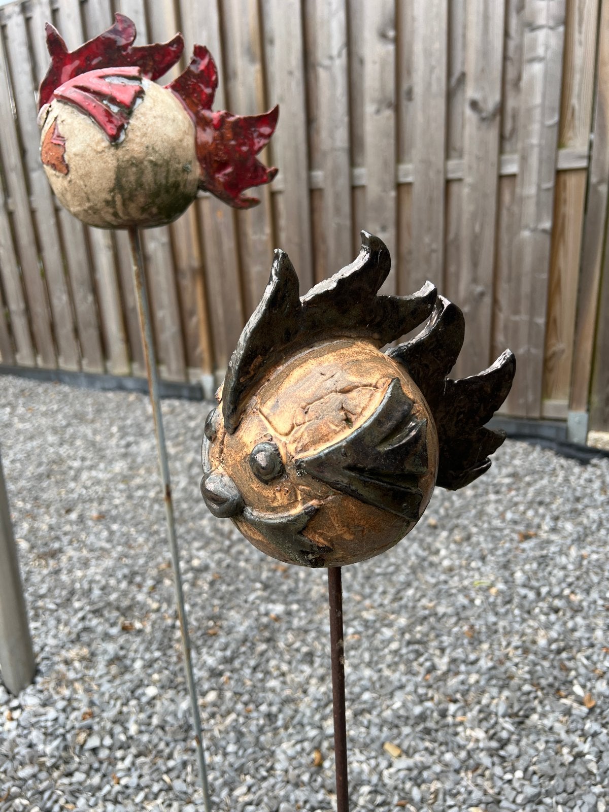 Leuke tuinstekers in de vorm van kippen, Tuin en Terras, Tuinbeelden, Ophalen, Gebruikt, Overige materialen, Dierenbeeld