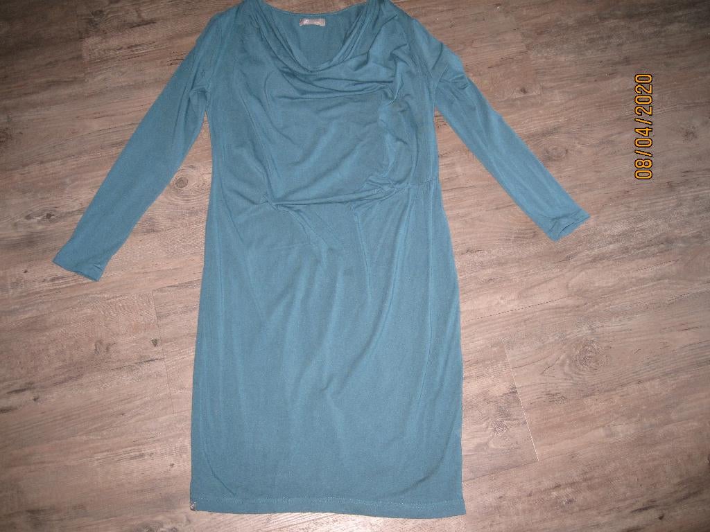 Miss Green petrol groene jurk met watervalhals maat XXL, Kleding | Dames, Maat 46/48 (XL) of groter, Ophalen of Verzenden, Miss Green