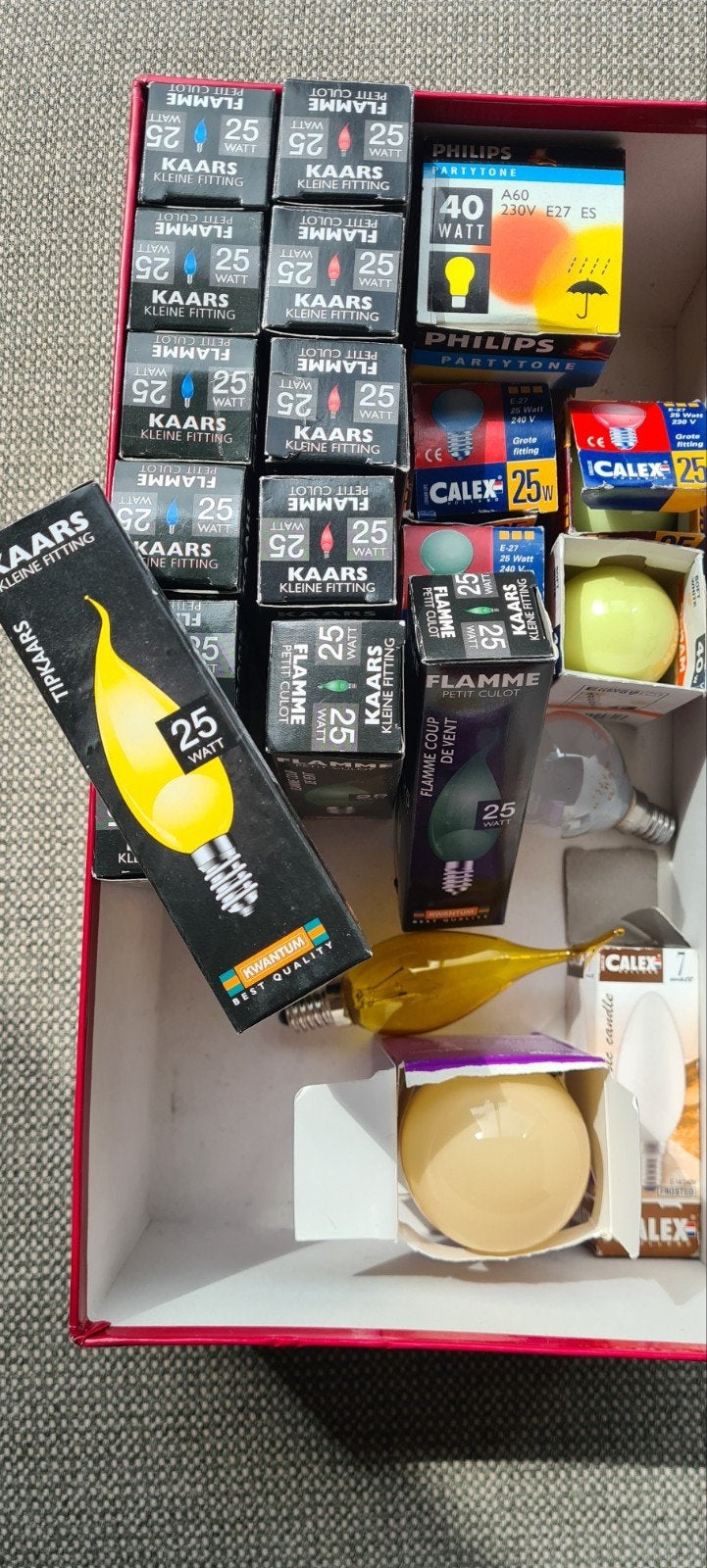 Gekleurde kaarslampjes met kleine fitting, Ophalen of Verzenden, Gebruikt, Meerkleurig, E14 (klein)