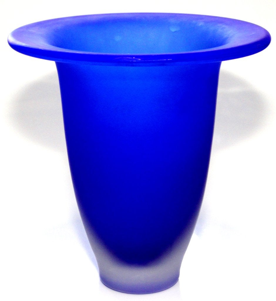 Schitterende Blauw Sommerso Gesatineerde Trompet Vaas, Ophalen of Verzenden