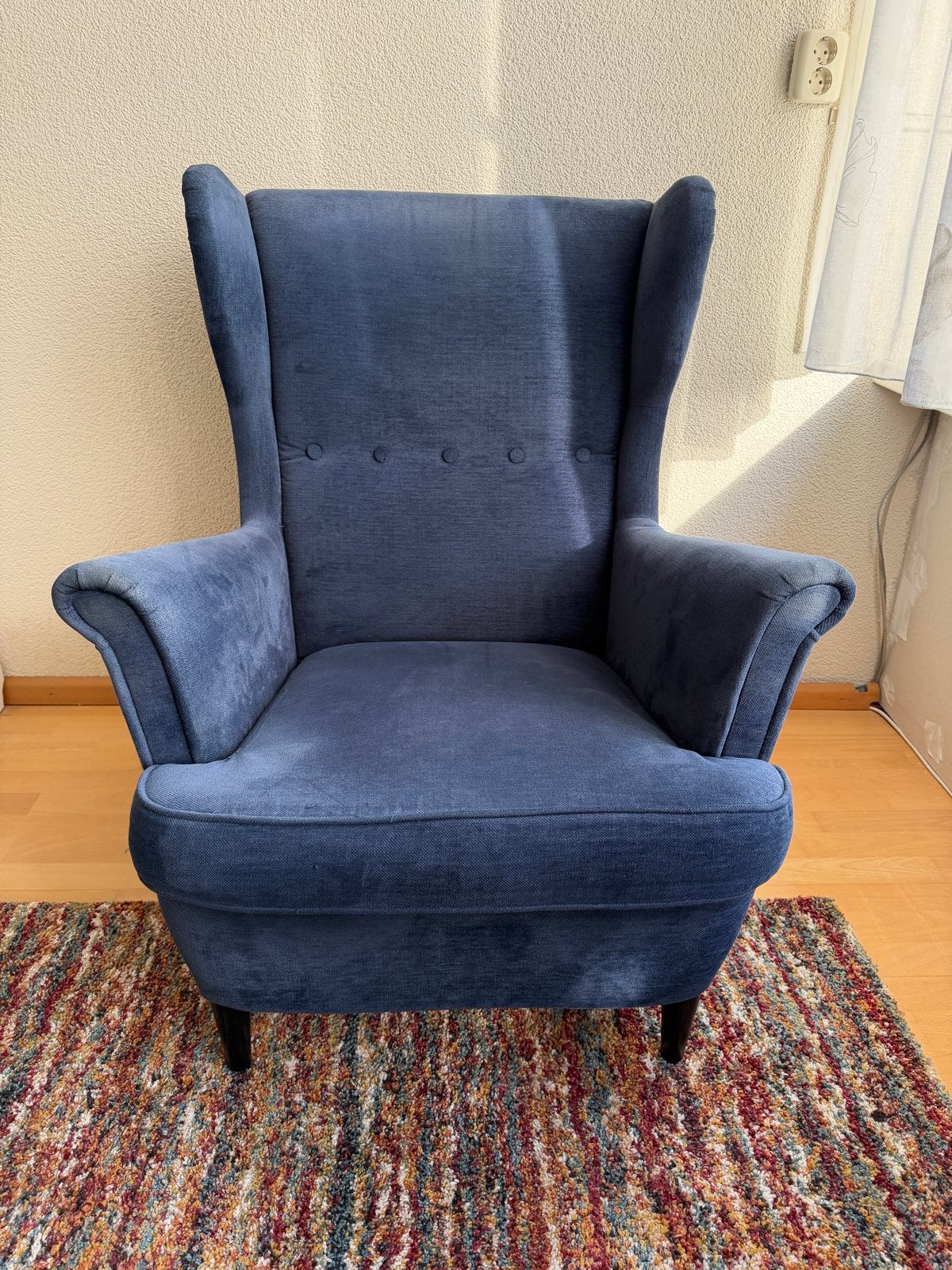 IKEA Strandmon Oortjes Fauteuil - Donkerblauw, Huis en Inrichting, Ophalen, Gebruikt, Minder dan 75 cm, 75 tot 100 cm