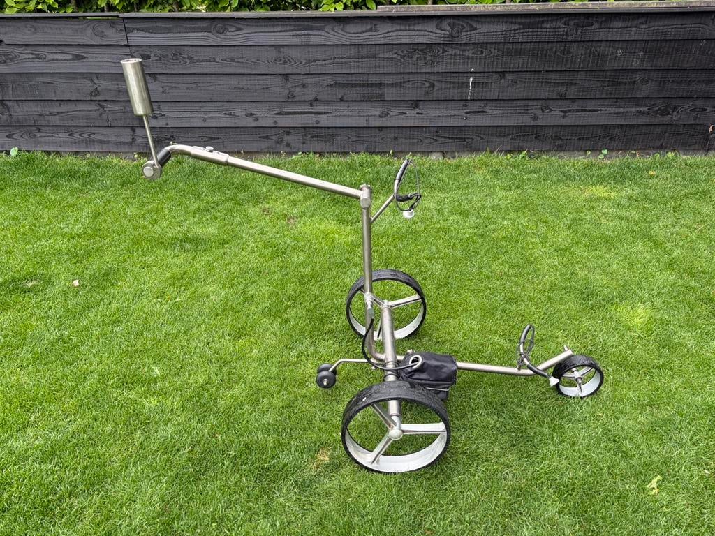 Electrische golftrolley - titanium, Verzenden, Zo goed als nieuw, Golfkar