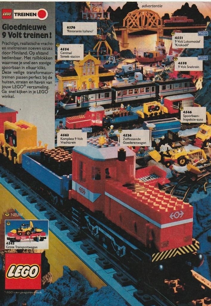 Retro reclame 1991 Lego speelgoed trein 9 volt station, Verzamelen, Retro, Overige typen, Verzenden