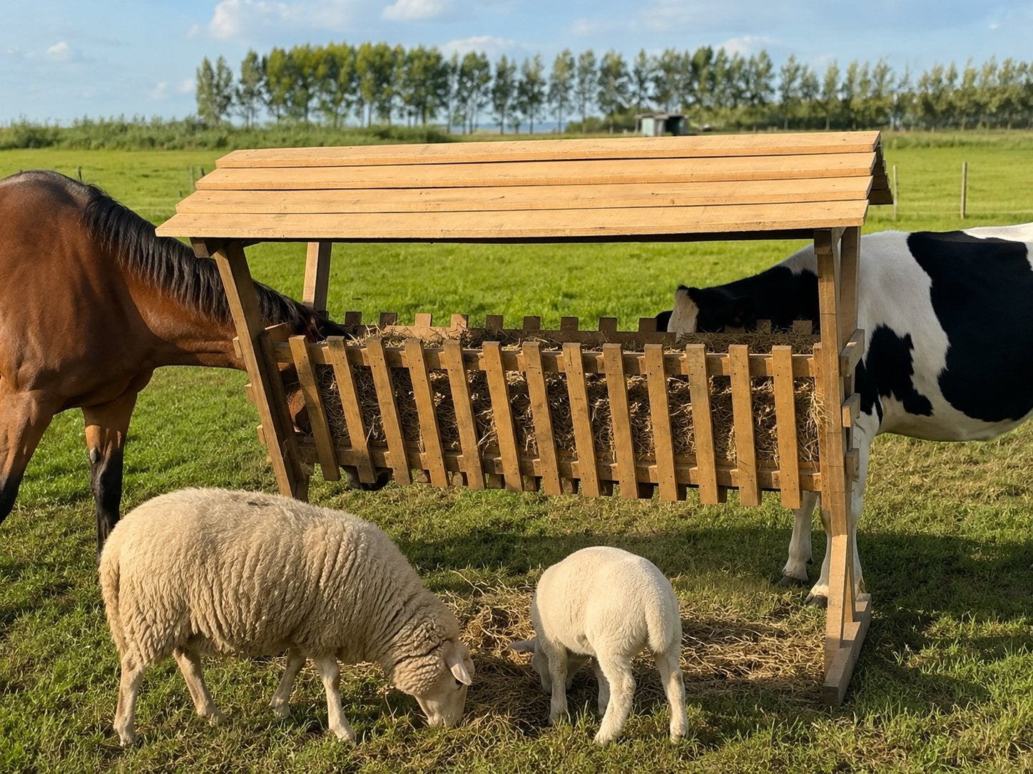 Houten hooiruif – pony’s, schapen – stevige weide ruif, Dieren en Toebehoren, Ophalen, Nieuw