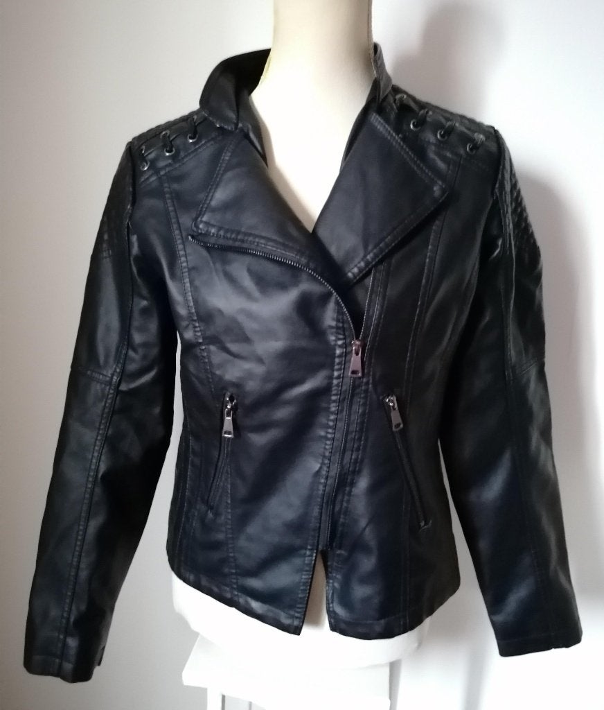 SUPER LEUK imitatie leren jasje mt. M/L, Kleding | Dames, Maat 38/40 (M), Zwart, Ophalen of Verzenden, Zo goed als nieuw