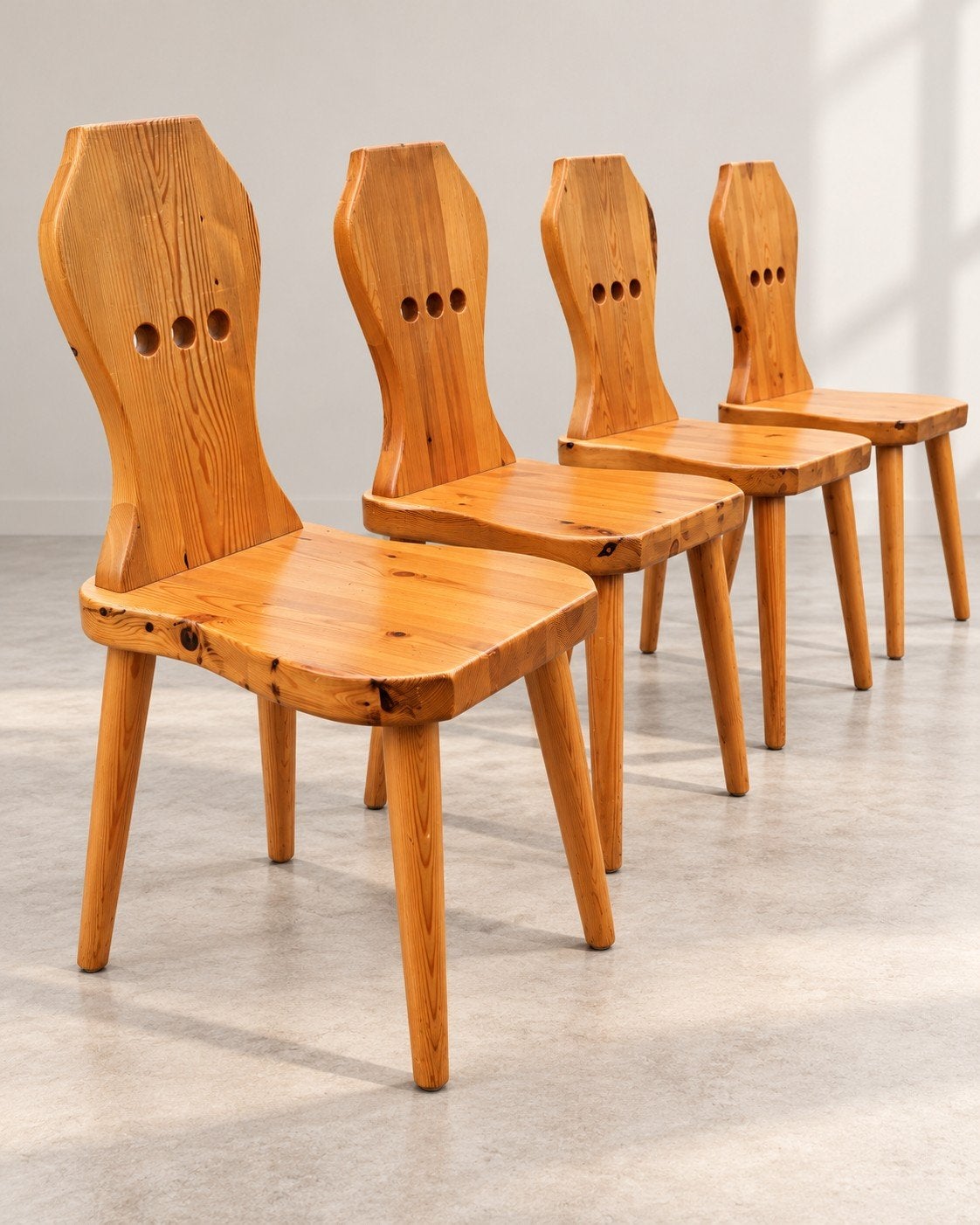 Brutalist stoelen pine / grenen vintage ate van apeldoorn, Ophalen of Verzenden